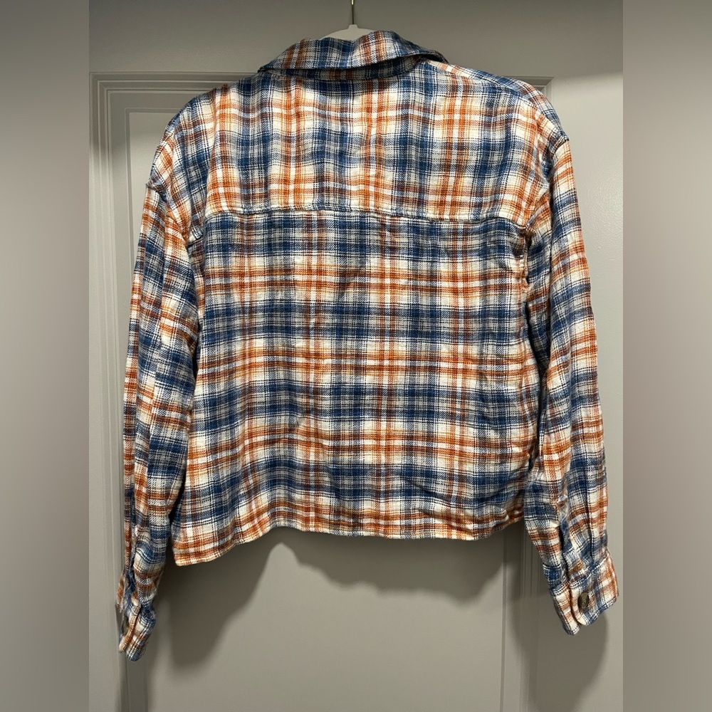 American Eagle Outfitters Blue and Orange Plaid Shirt - Picture 4 of 4